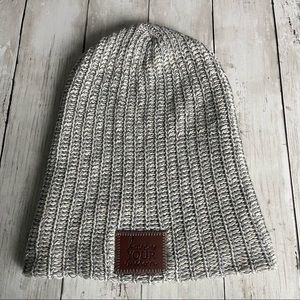 PREOWNED LOVE YOUR MELON KNITTED GREY BLUE WHITE HAT BEANIE